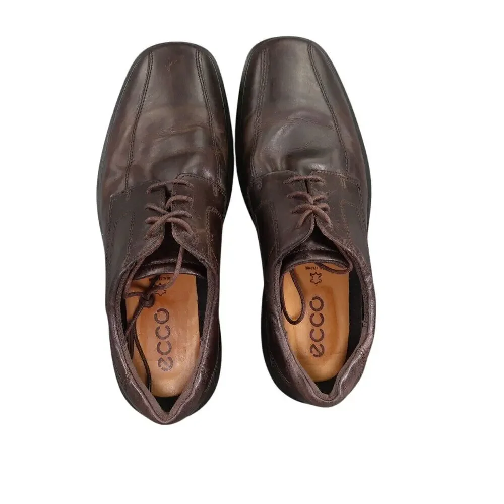 Ecco Shoes Mens 45 Oxford Derby Helsinki Leather Classic Comfort Business Brown